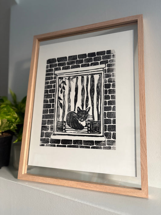 The Cat Behind the Curtain - 8x10 print on 11x14 paper